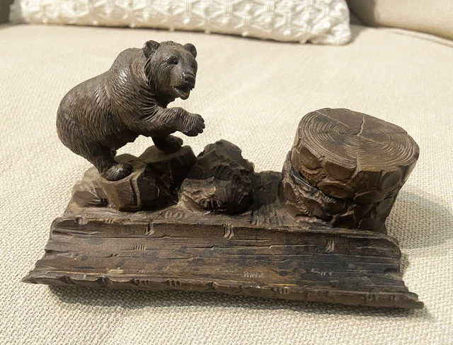 Ours En Bois Scupté Forêt Noire Vers 1920