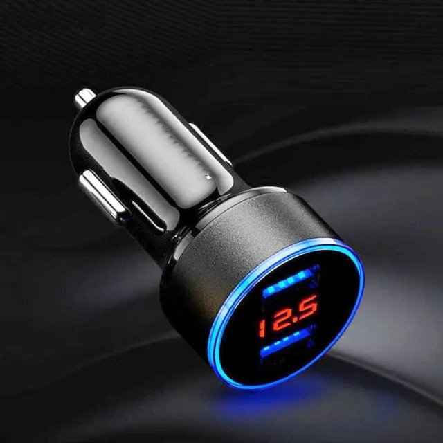 12V/24V Digital LED Car Voltmeter Dual Ports 3.1A USB Auto Zigarettenanzünder