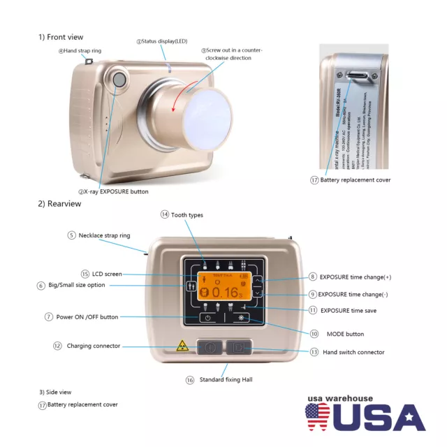 Dental X-Ray Machine Portable DC High Frequency fit Imaging System Unit USA