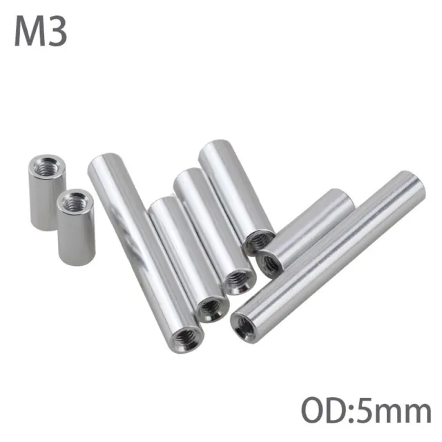 OD:5mm M3 Aluminum Column Round Threaded Sleeve Stud Standoff Nut Connector