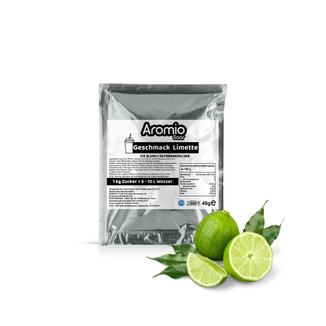 Aromiosaar Limette-Geschmack ,Eis Slush Pulver, Set mit 10 päckchen x 48 g