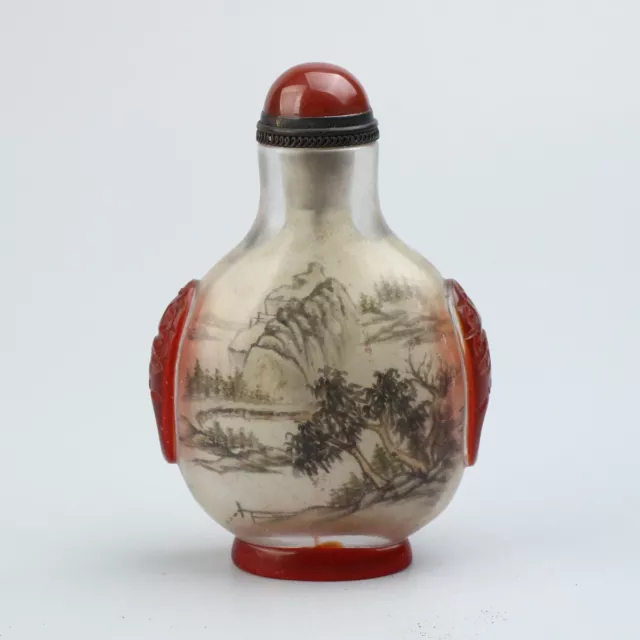 Chinese Exquisite Handmade landscape Glass snuff bottle