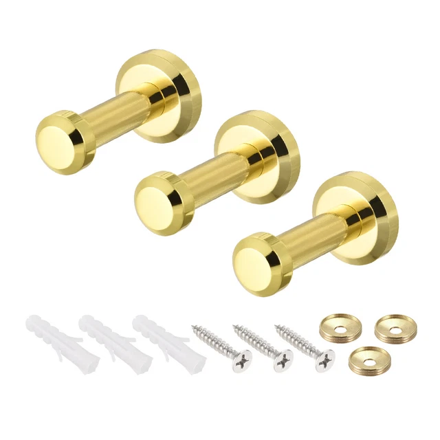 Wall Hook Robe Towel Hook Coat Hooks Hanger Polishing Gold Tone 3Pcs