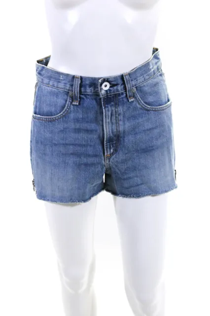 Rag & Bone Jean Womens Zippered Side Cutoff Frayed Hem Jean Shorts Blue Size 25