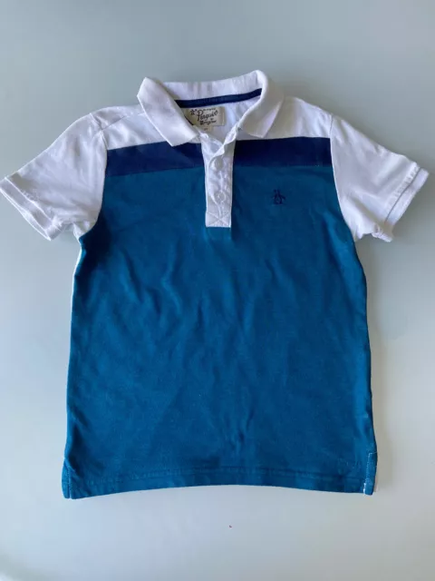 Boys Polo Shirt, Penguin, blue, aged 5-6 years