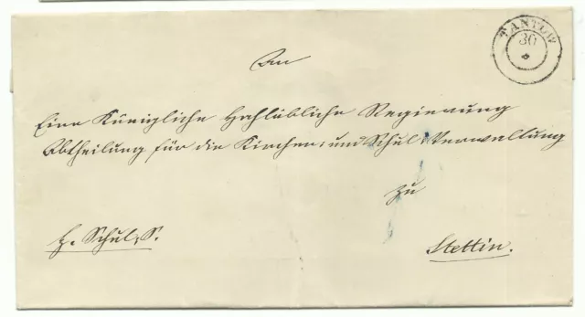 Preussen kleiner ZKS TANTOW auf Dienst-Brief um 1860 nach Stettin R!