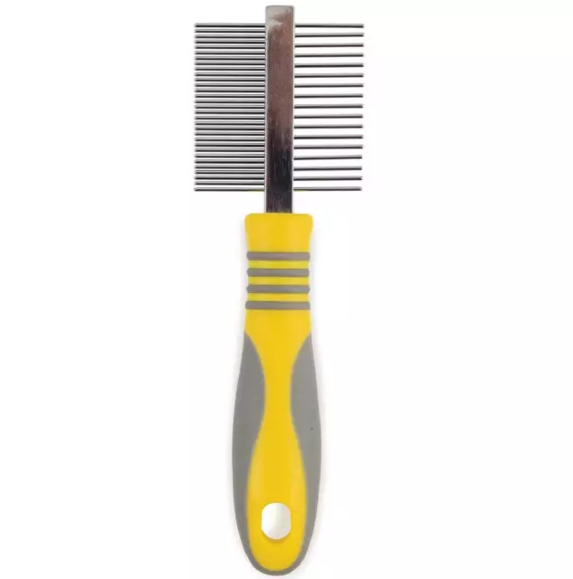 ANCOL ERGO ANIMAL COMB : Double Side Yellow Grooming Coat Care bp Hair Pet Comb