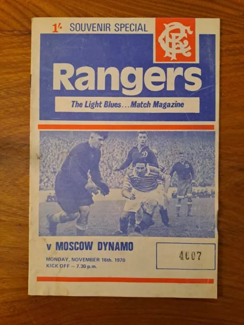 Rangers V Moscow Dynamo November 1970