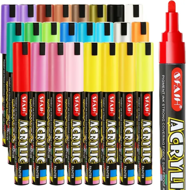 ACRYLIC PAINT MARKERS Pens – 30 Acrylic Paint Pens Medium Tip (2Mm