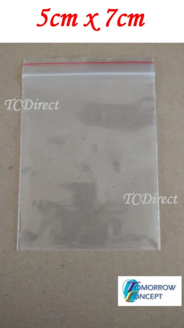 100 Small 50x70mm 5x7cm Ziplock Zip Lock Resealablel Plastic Bags Jewellery Coin