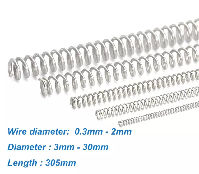 Compression Spring Various Size 3mm-30mm Diameter & 305mm Length Pressure Small