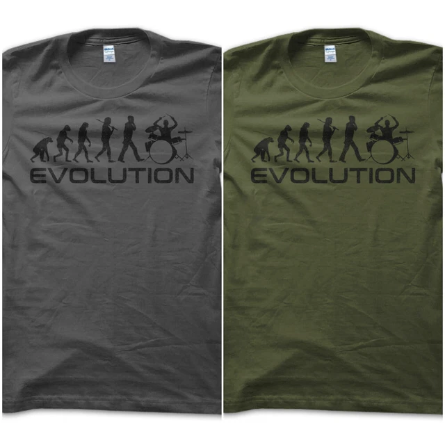 T-Shirt Maglietta Evolution Drummer Batterista Drum Batteria Rock Band Idea Uomo