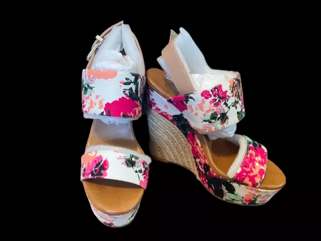 NEW Jessica Simpson Anika Wedge Shoes Womens  Sandals Espadrille Floral Sz 7