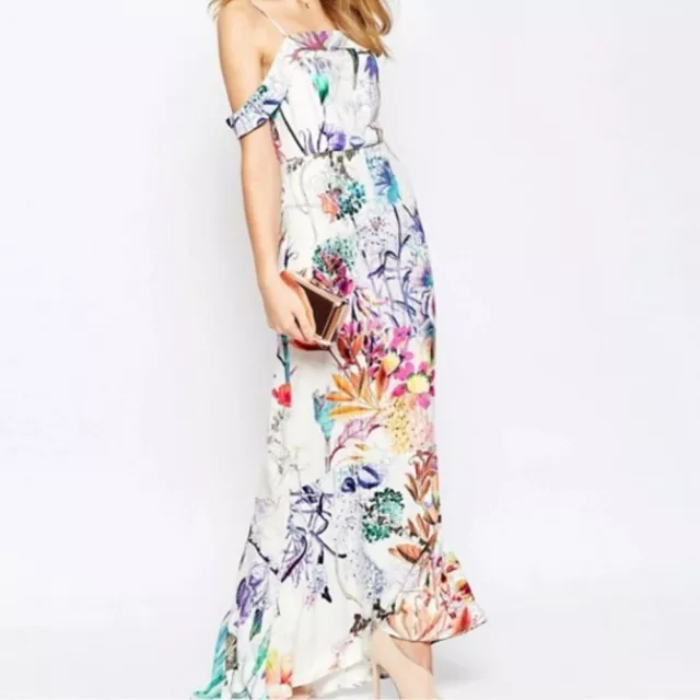 asos cold shoulder fishtail floral dress new Size 2