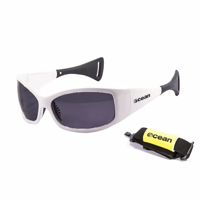 OCEAN MENTAWAY Floating Sunglasses Kiteboarding, Shiny White & Smoke Lens