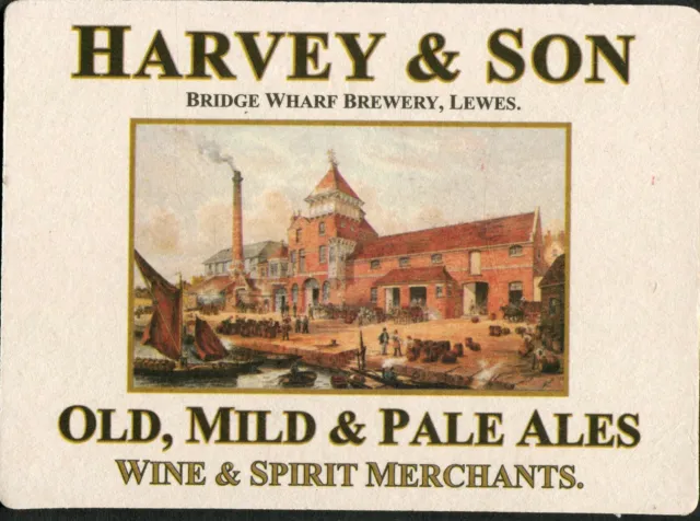 Vintage Advertising Beer Mat/Postcard: Harveys & Son Bridge Wharf Brewery, Lewes