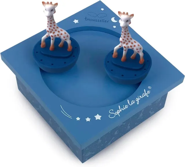 Trousselier 6295195 Spieluhr mit tanzenden Figuren für Kinder, Giraffen, blau