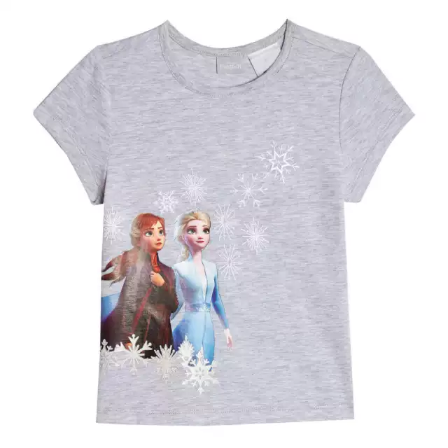 Disney Frozen 2 Anna Elsa Ricamato Maglietta Nuovo Ragazze Taglie 5, 6 O