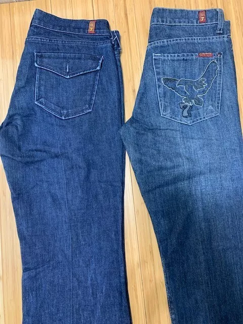 90s Lot Of 2  7 FOR ALL MAN KIND (1 Size 29X33) (30X33 with Eagle Logo Boot Cut)