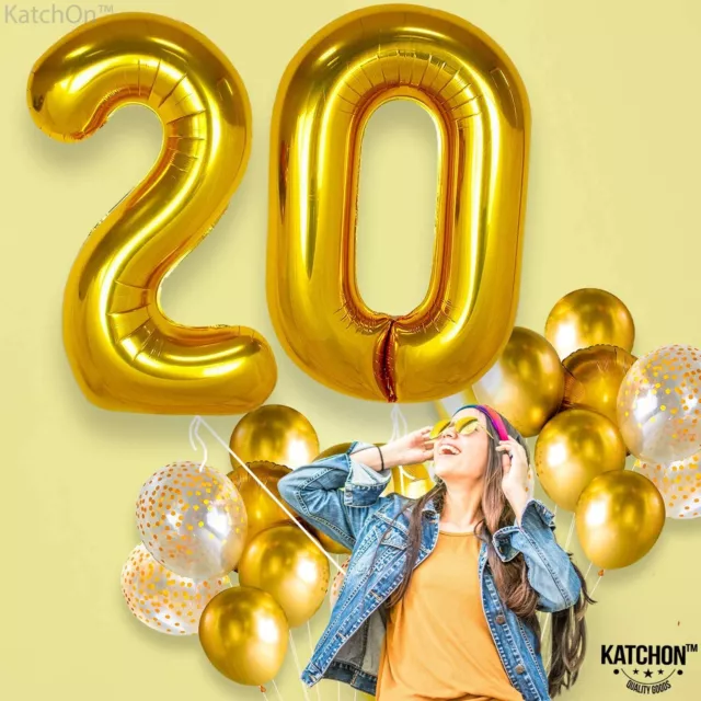 Helium Giant Number Balloons Foil Large Helium Air 40"  GOLD 20th Birthday party