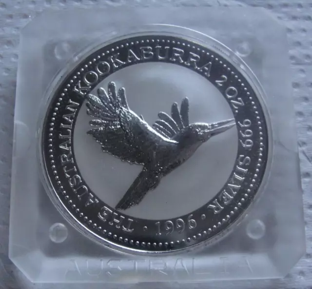 Silbermünze Australien Kookaburra 2 oz 2 Dollar 1996 999 Silber in Kapsel