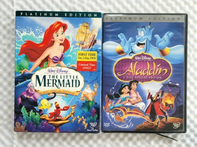 Lot of 2, Walt Disneys The Little Mermaid, Aladdin, Platinum editions, Inserts