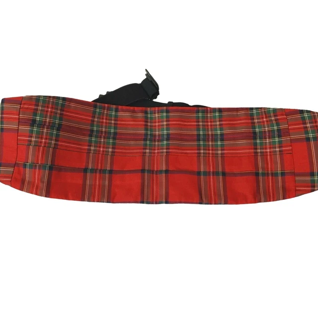 Jos A Bank Mens Red Holiday Christmas Red Plaid Tartan Cummerbund 34