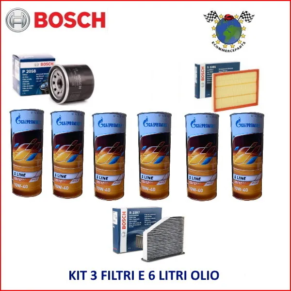 Kit 3 Filtri Bosch + 6 Litri Olio 10W40 per VW PASSAT (3B6) (3B3) #fz