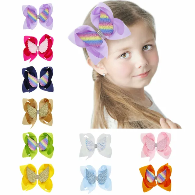 10Pcs 6" Baby Girls Kids Grosgrain Ribbon Boutique Hair Bows Alligator Clips