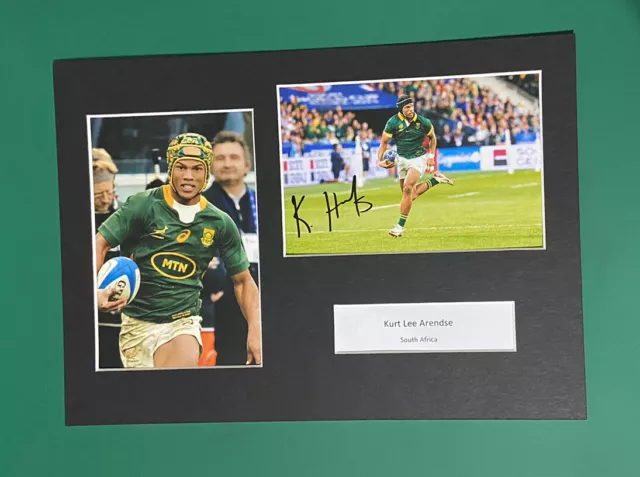 Kurt Lee Arendse - South Africa Springboks Rugby Signed A4 Mount +Coa