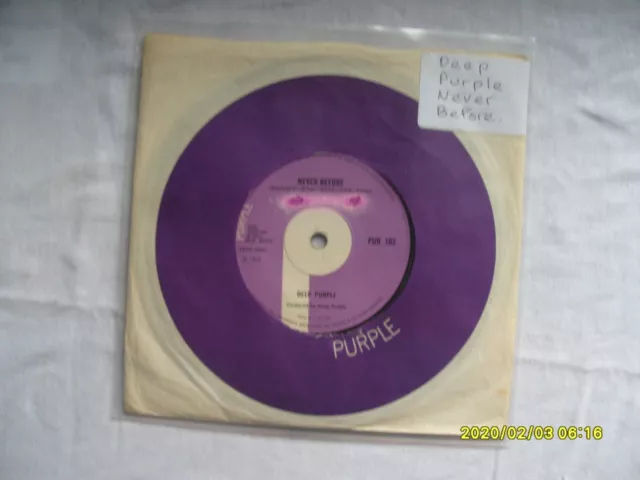 Deep Purple Never Before Purple Records Uk 7" Vinyl Single Record - Blackmore