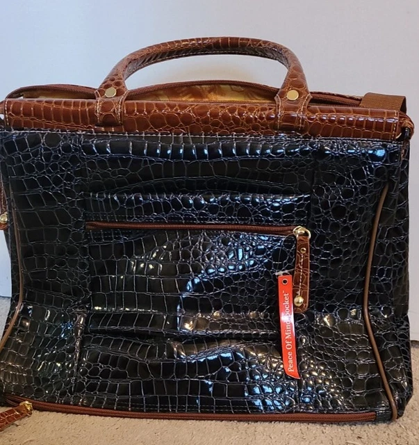 SAMANTHA BROWN Croco-Embossed Carry On Navy Blue Overnight Bag / Satchel 3