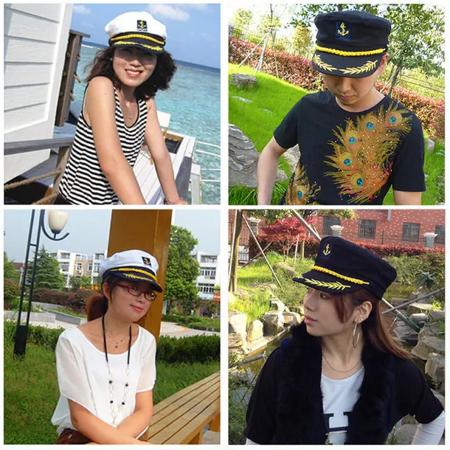 Adult Yacht Military Hats Boat Skipper Ship Sailor Captain Costume HatY-wf