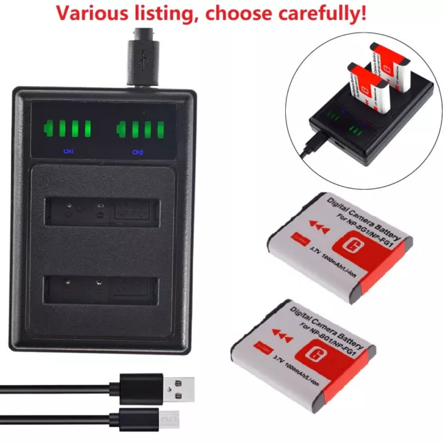 NP-BG1 FG1 Batteria o caricabatterie per Sony CyberShot DSC-W30 W35 W50 W55 W70 W80 WX1