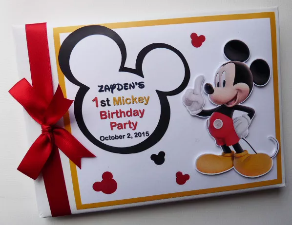 Personalised disney Mickey boys birthday guest book, Mickey album, gift