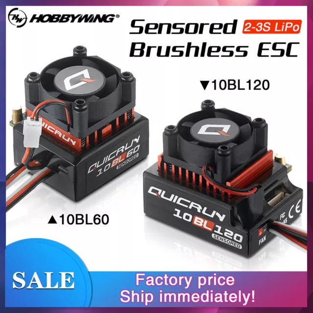 Hobbywing QUICRUN Sensored 120A/60A 2-3S Lipo Brushless ESC for 1/10 Car