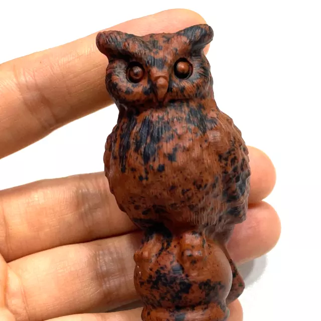 Natural red obsidian Quartz owl hand carved crystal gift reiki healing 1PC