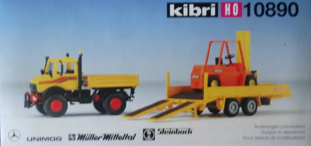 Kibri   10890  (Spur H0)  MB Unimog +Anhänger Stapler - Bausatz +OVP - A 2