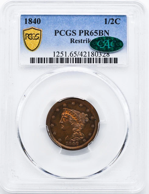 1840 Braided Hair 1/2C Pcgs Pr 65 Bn