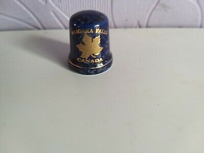 Vintage Niagara falls collectable Thimble Canada Blue with maple leaf porcelain