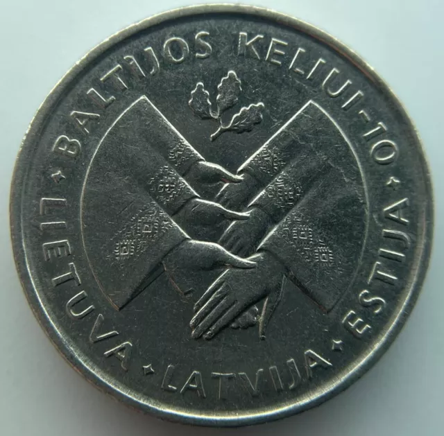 Lithuania 1 litas  1999   10th Anniversary - Baltic Way