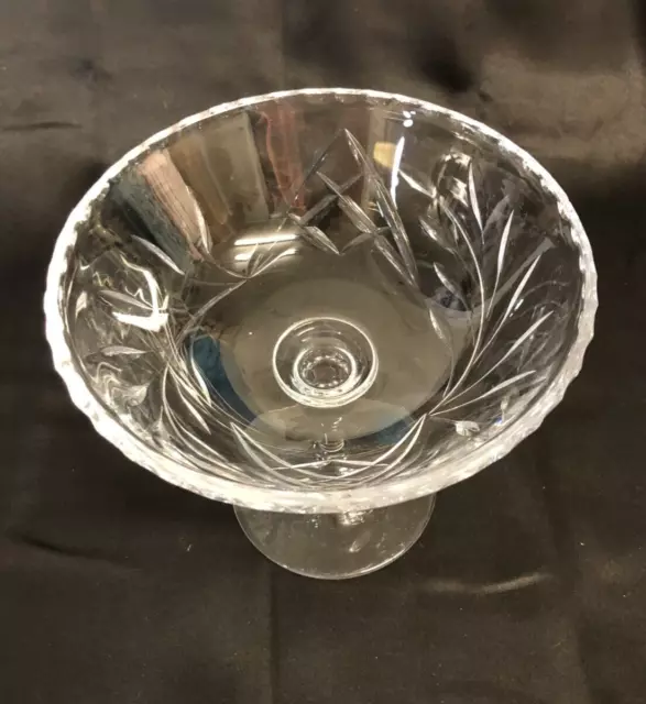 Lovely Vintage Cut Crystal Pedestal Glass Compote/Candy Dish, 8" dia. / 7.5 tall 3