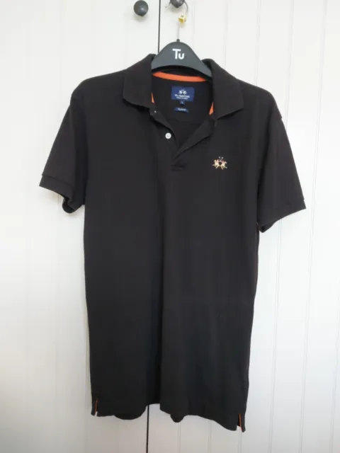 La Martina Buenos Aires Black Short Sleeve Slim Fit Polo Shirt Size Large