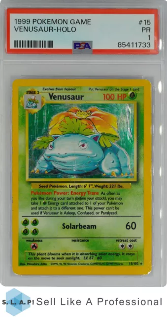 1999 Pokemon Game 15 Venusaur-Holo Psa 1