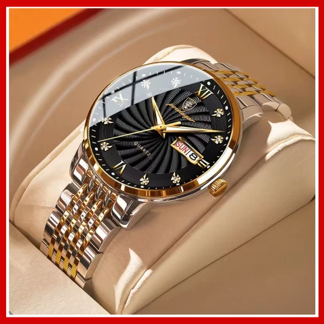Montre Homme Luxe Quartz POEDAGAR Acier Inoxydable - Étanche 3ATM, Aiguilles Lumineuses, Neuf Avec étiquettes