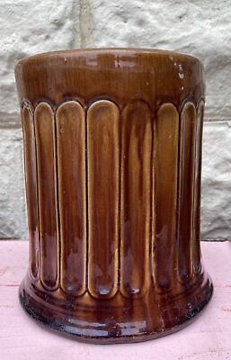 Antique Bennington Rockingham Yellow Ware Jar Humidor Stoneware Tobacco 8 1/4”