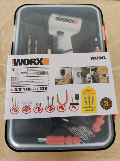 WORX WX104L D-Lite 12V Cordless Drill Variable 2-Speed 18 Piece + Carry Case