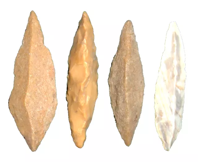 (4) Select Classic Morocco Style Triangle Form Blades Ancient African Arrowheads 3