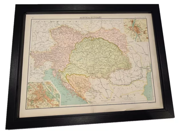 Antique Framed Citizen's Atlas World Map from the 1890's Austria Hungary