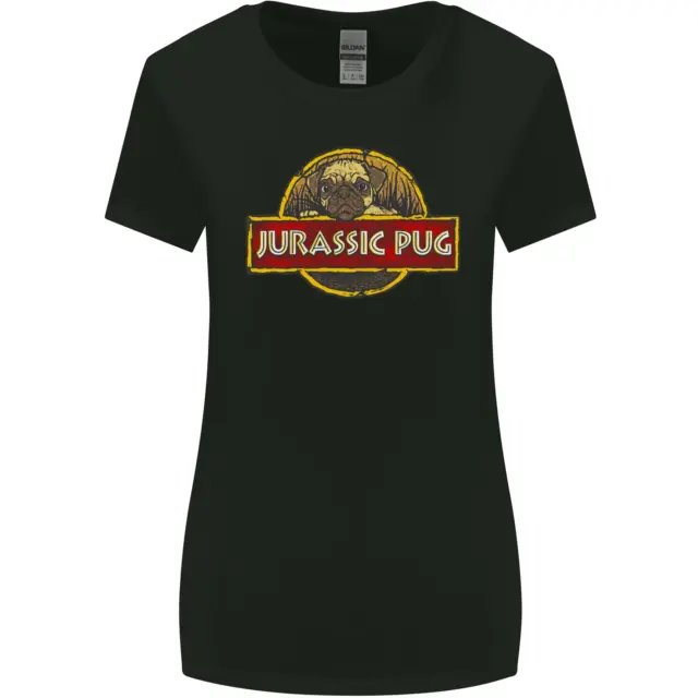 Jurassic Pug Funny Dog Movie Parody Womens Wider Cut T-Shirt